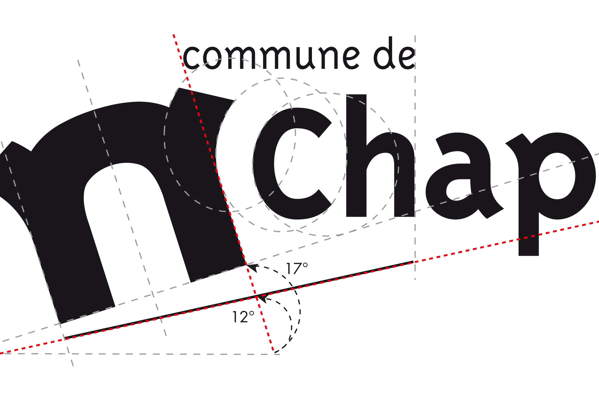 Logotype graphisme construction ligne de force du logotype Lyon Chaponost